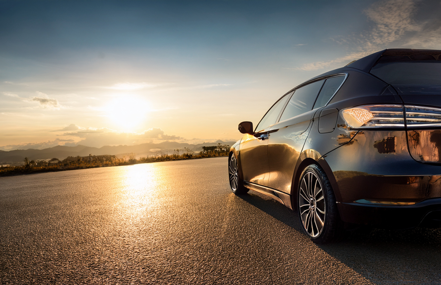 Car at sunset